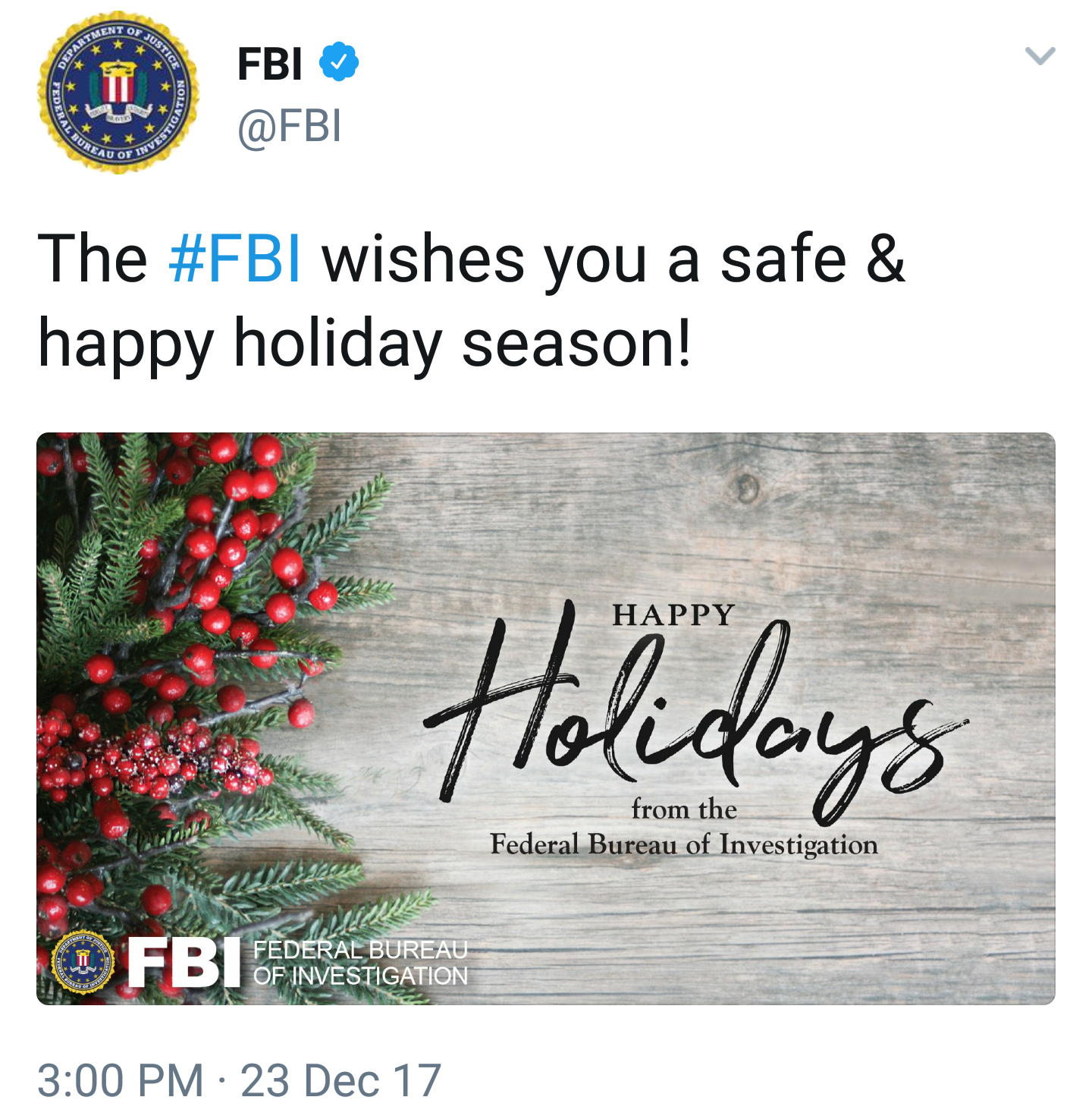 The FBI Commits a Crime by Saying Happy Holidays Pink Ink